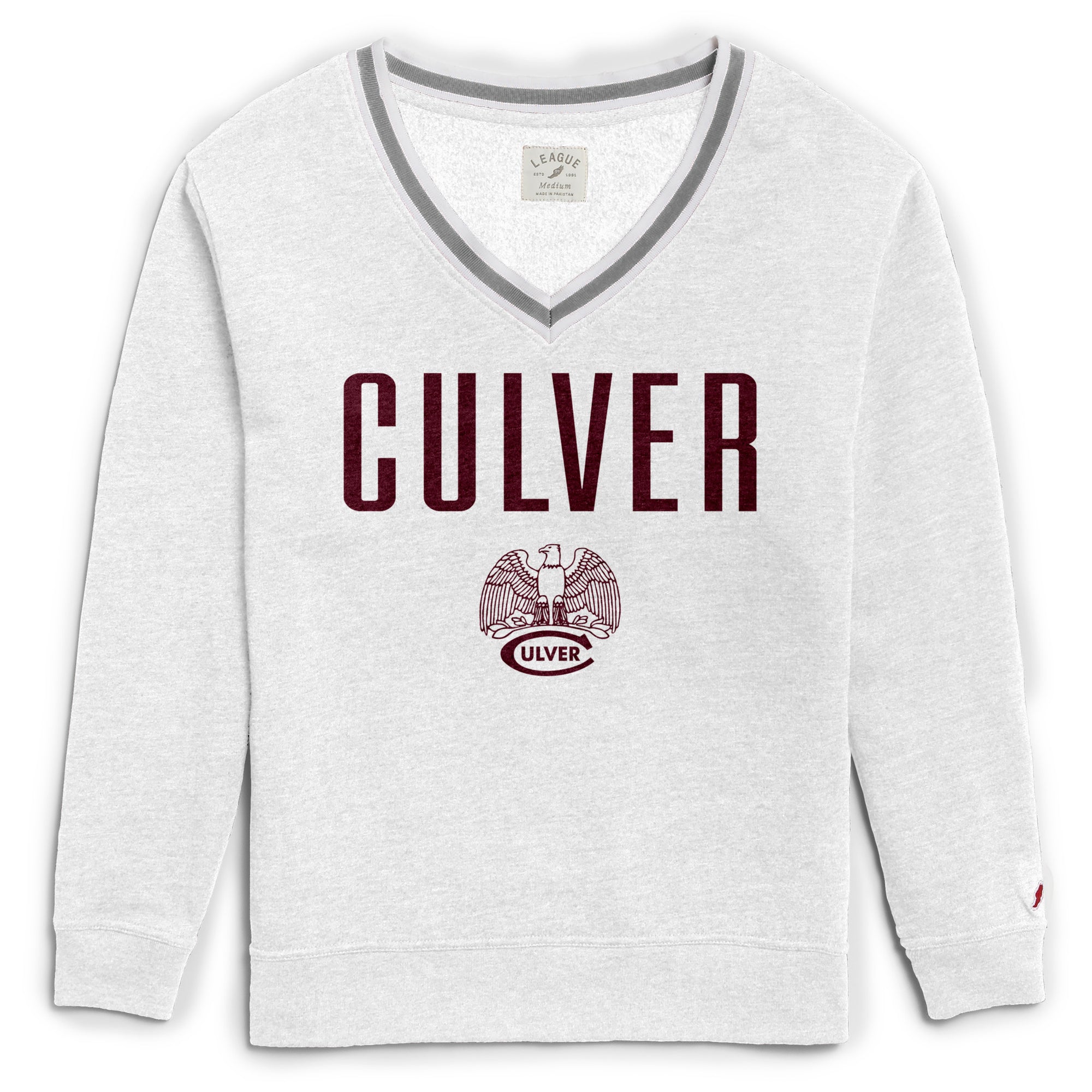 Culver Eagle Victory Springs V-Neck Crew - Heather Varsity White