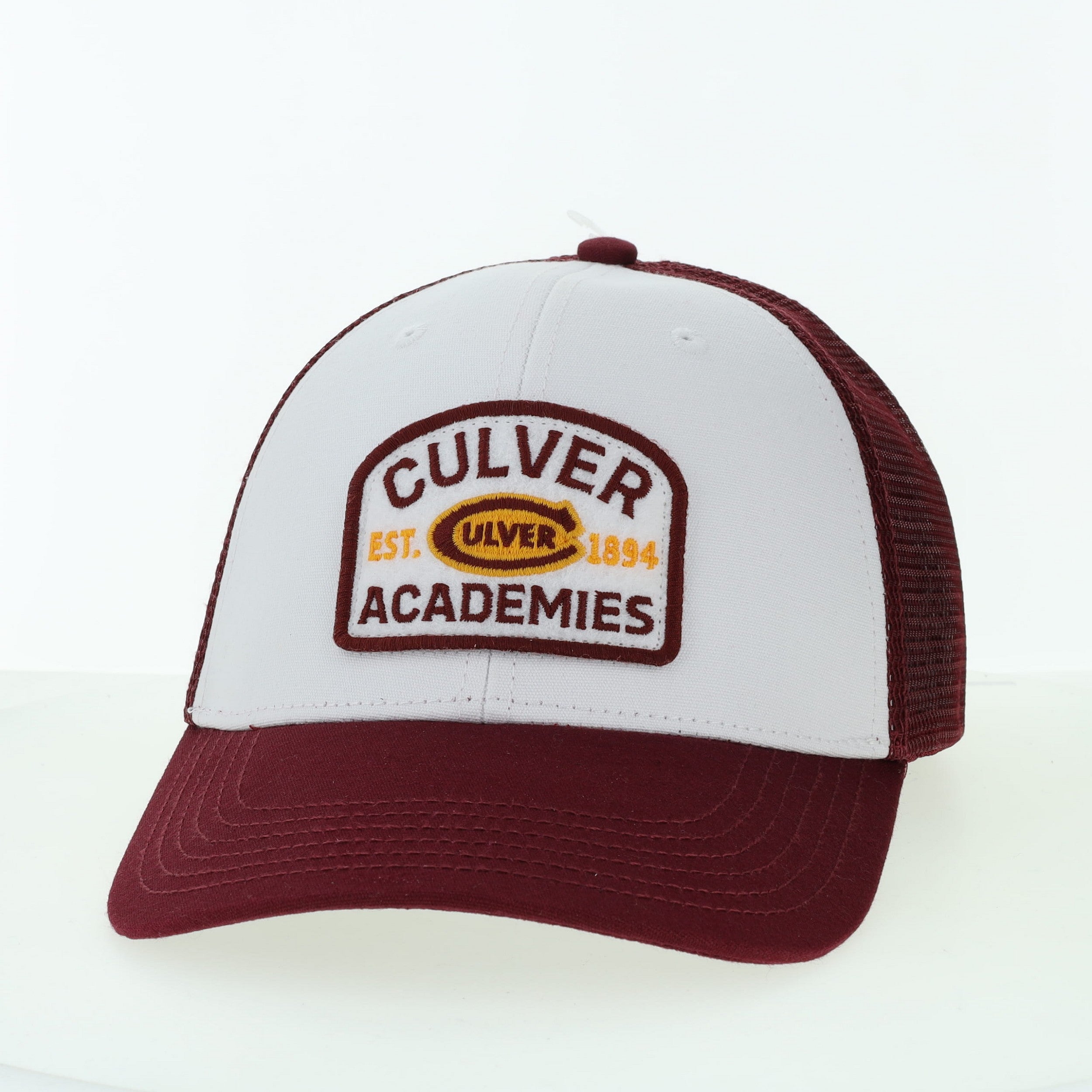 Throwback Patch Lo-Pro Snapback Trucker Hat - Maroon &amp; White