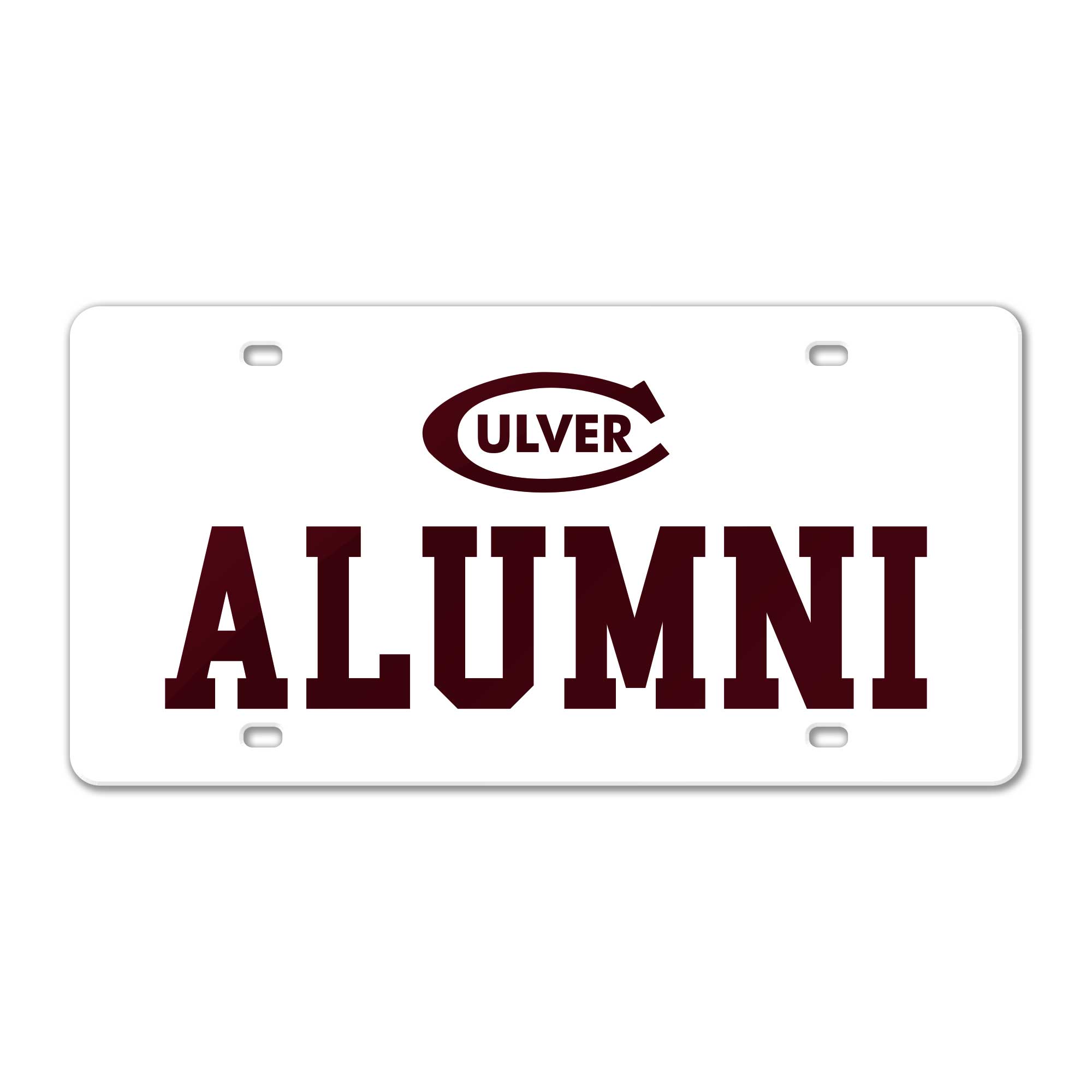 Alumni Culver "C" Acrylic License Plate - White & Maroon