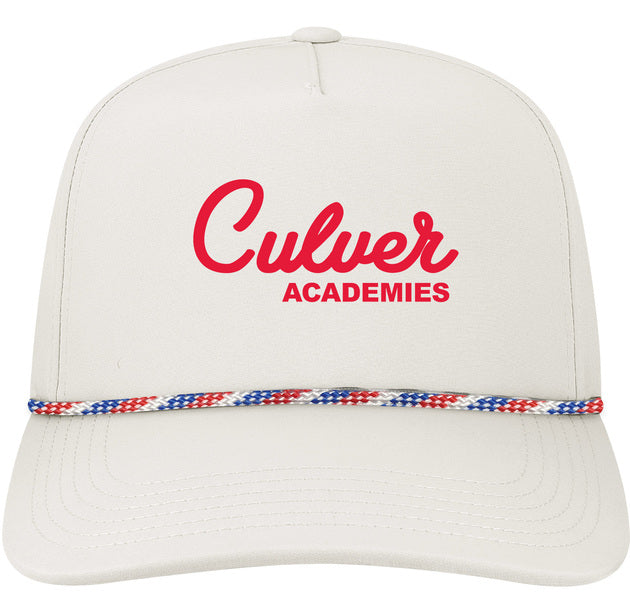 Caddy Rope Script Snapback Cap - White