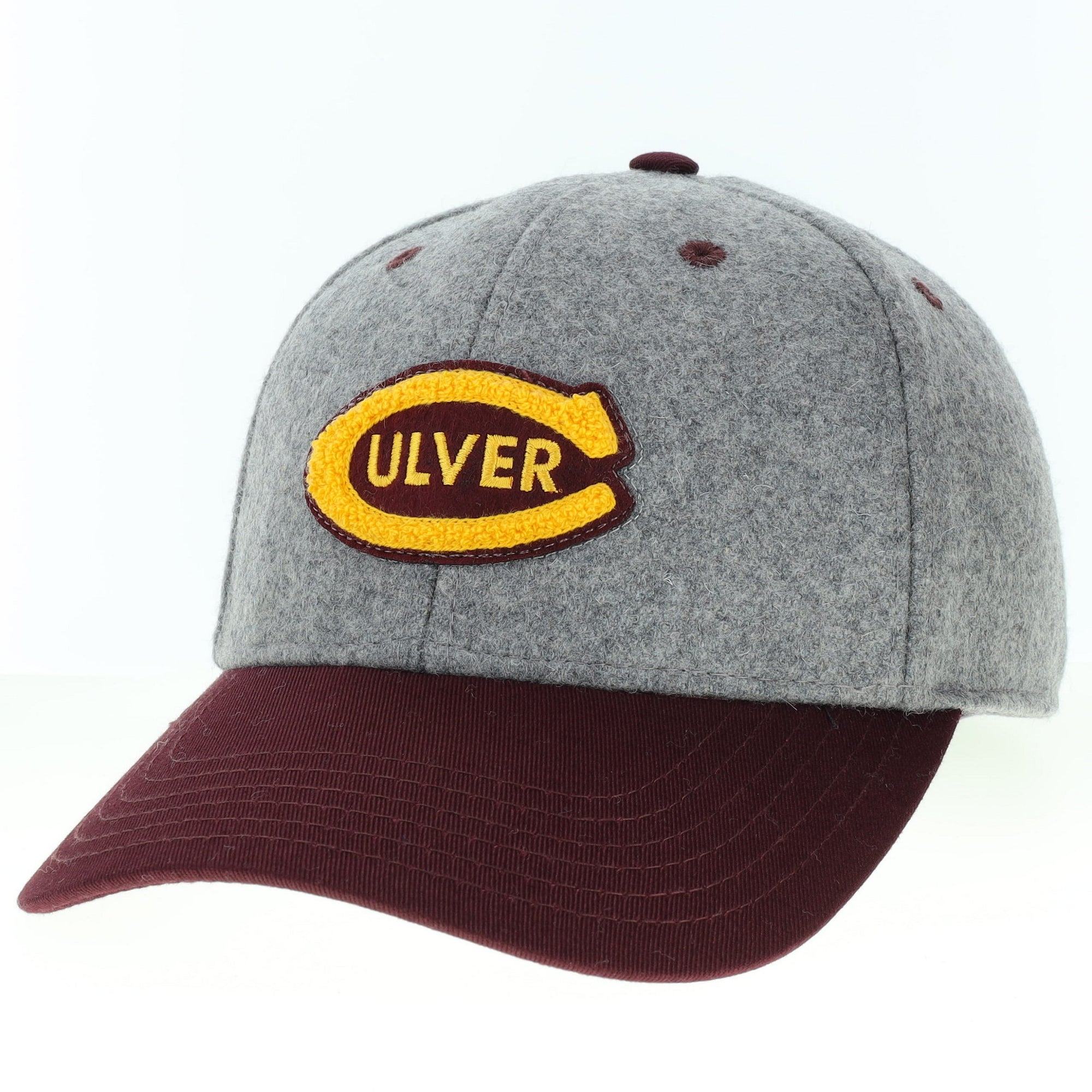 Vintage Wool Culver Chenille Patch Hat - Grey/Maroon