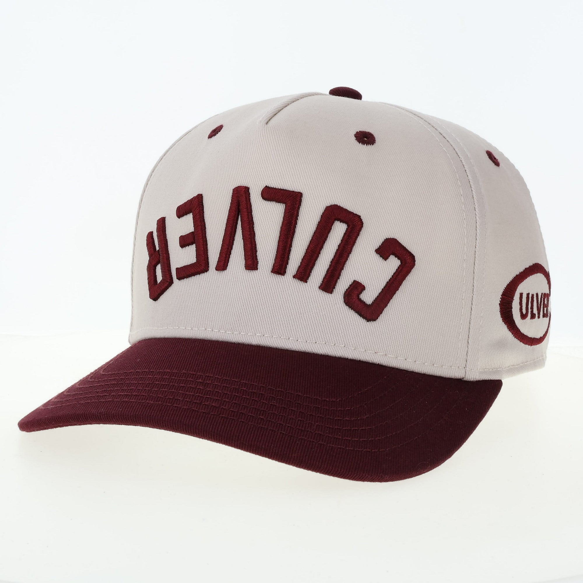 Upside Down Culver Heritage Twill Hat - Tan/Maroon