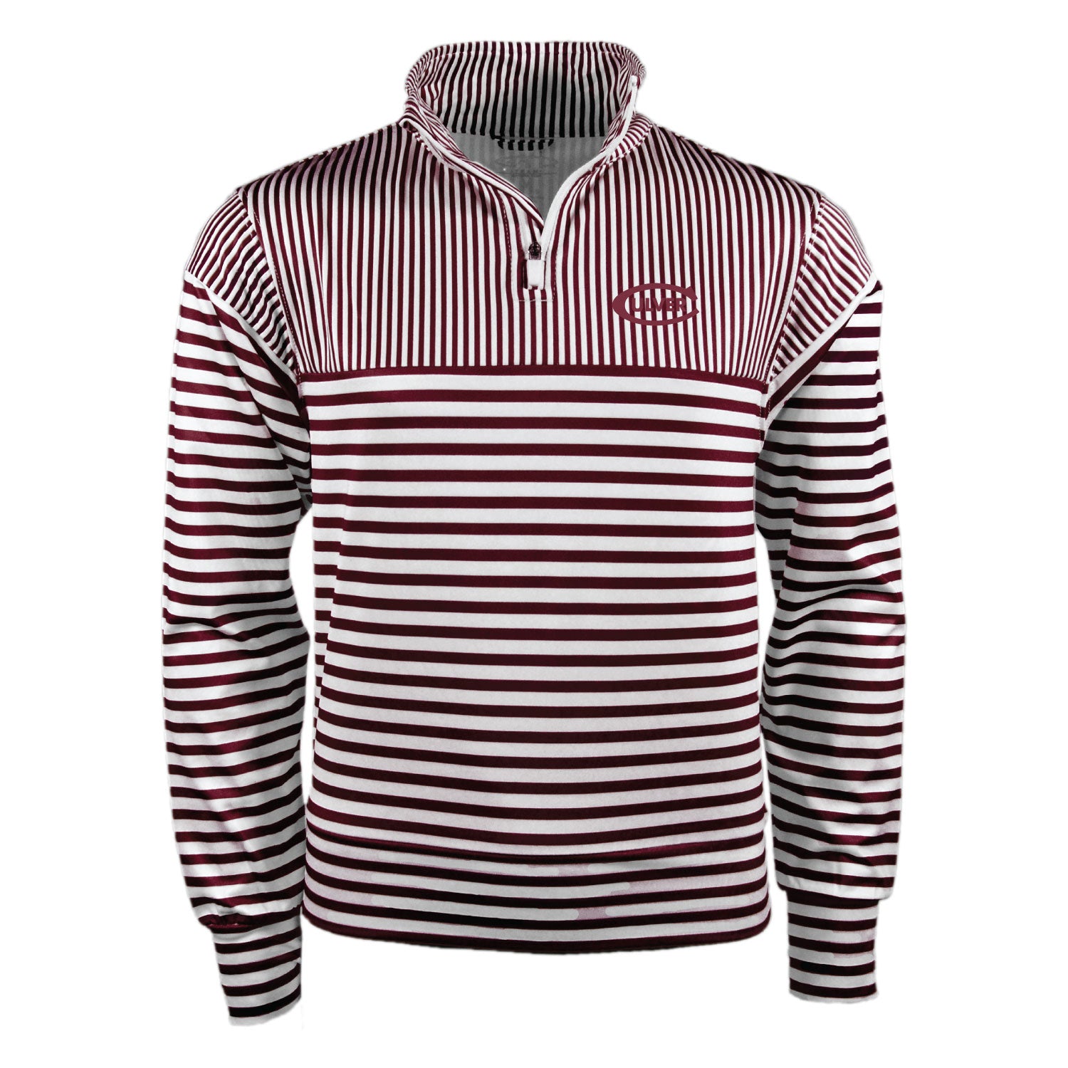 Noella Blocked Subliminated Stripe Toddler 1/4 Zip - Maroon / White