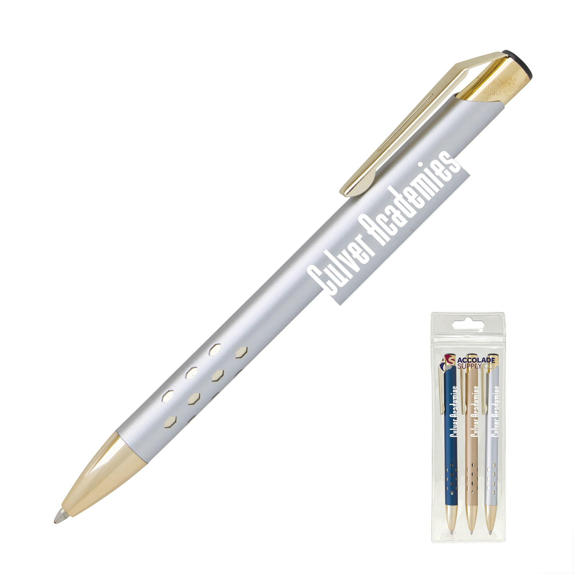 Souvenir Armor Navy, Gold, Silver Pen Set - 3 Pack
