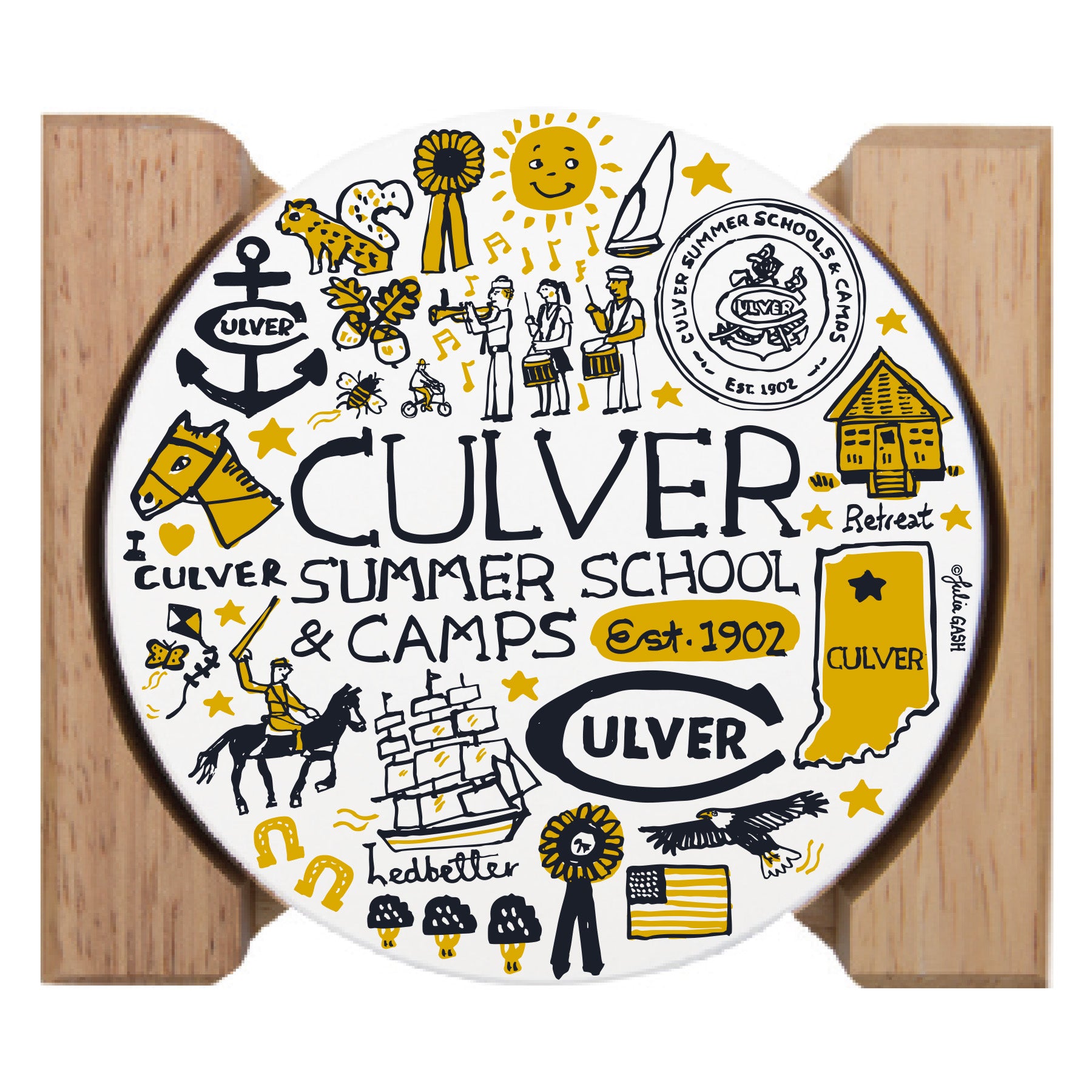 Julia Gash Stone CSSC Coasters with Wood Holder - 4 pack