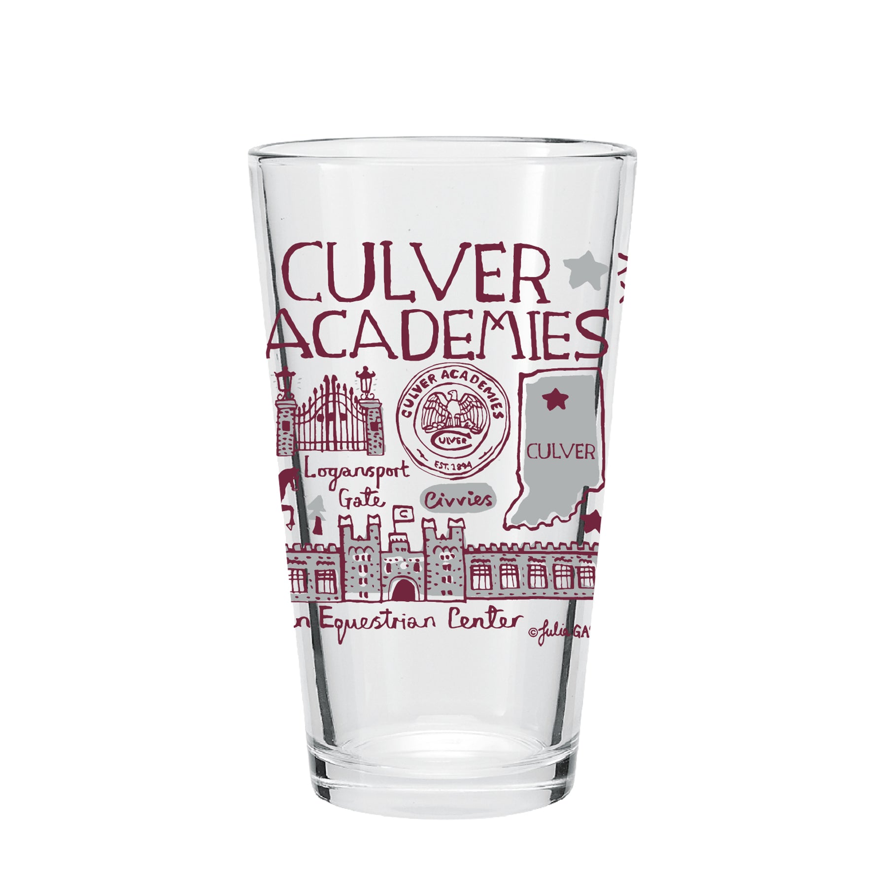 Julia Gash Culver Clear Pint Glass - 16oz