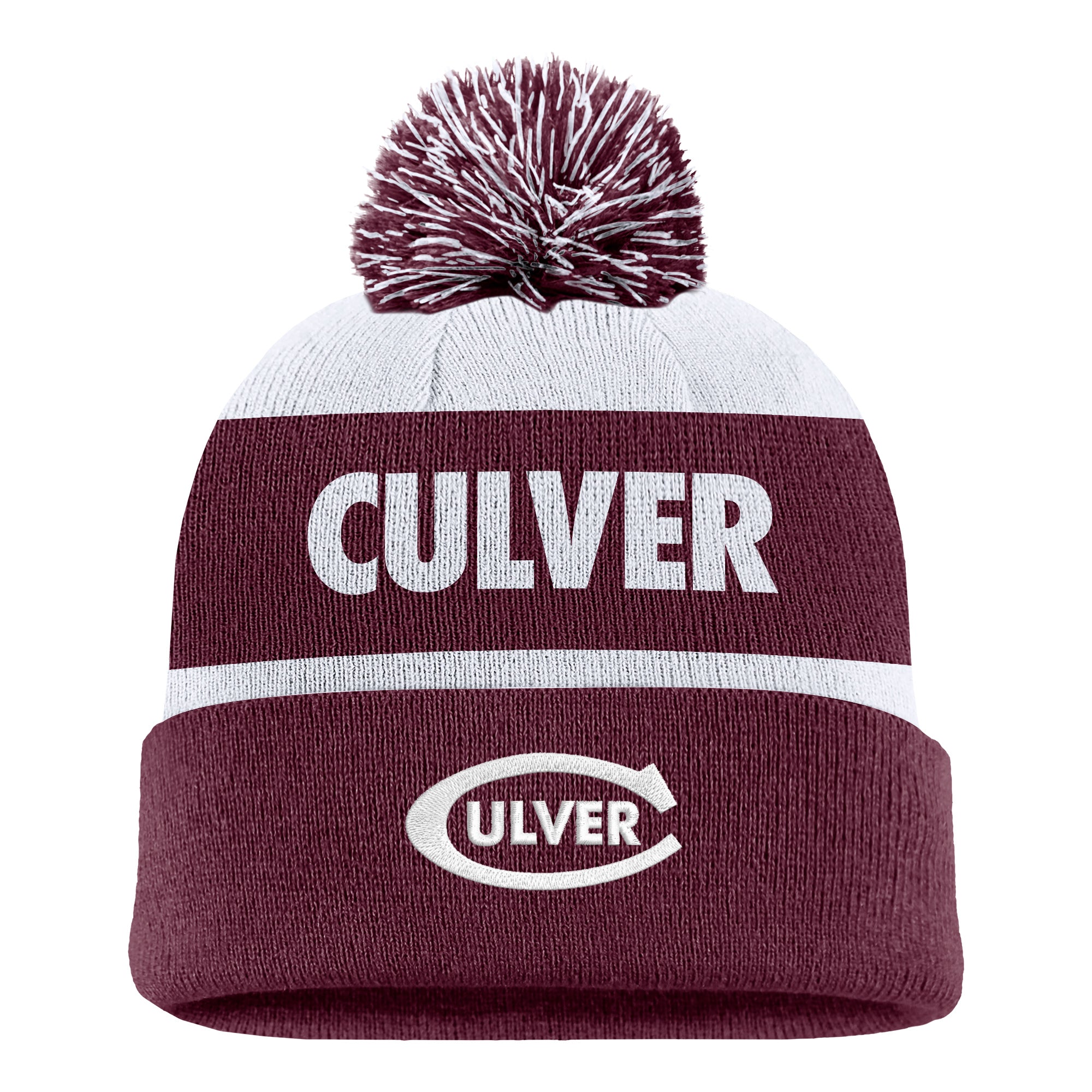 Nike Eagles Peak Strip Beanie - Maroon / White Stripe