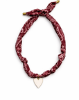 Heart Bandana Scarf Necklace - Maroon/White