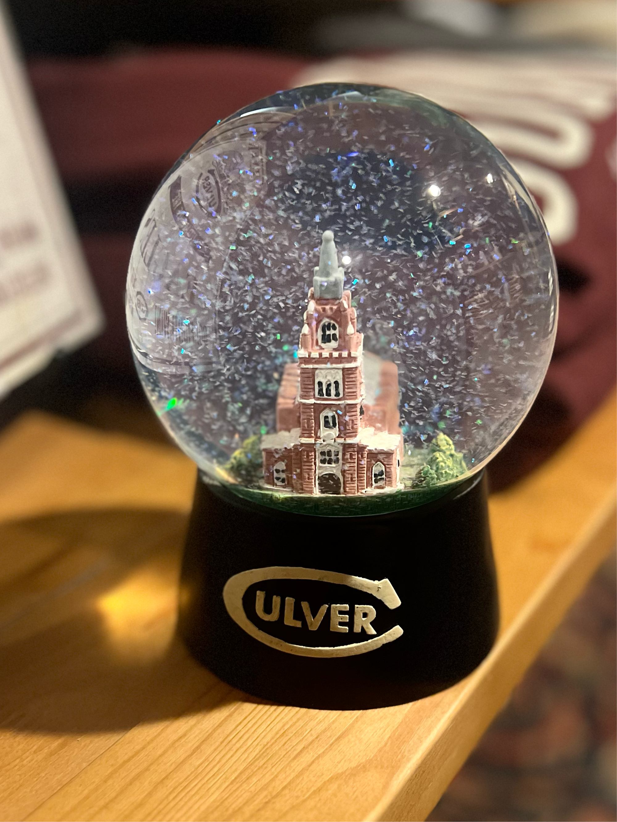 Culver Memorial Chapel Winter Snow Globe