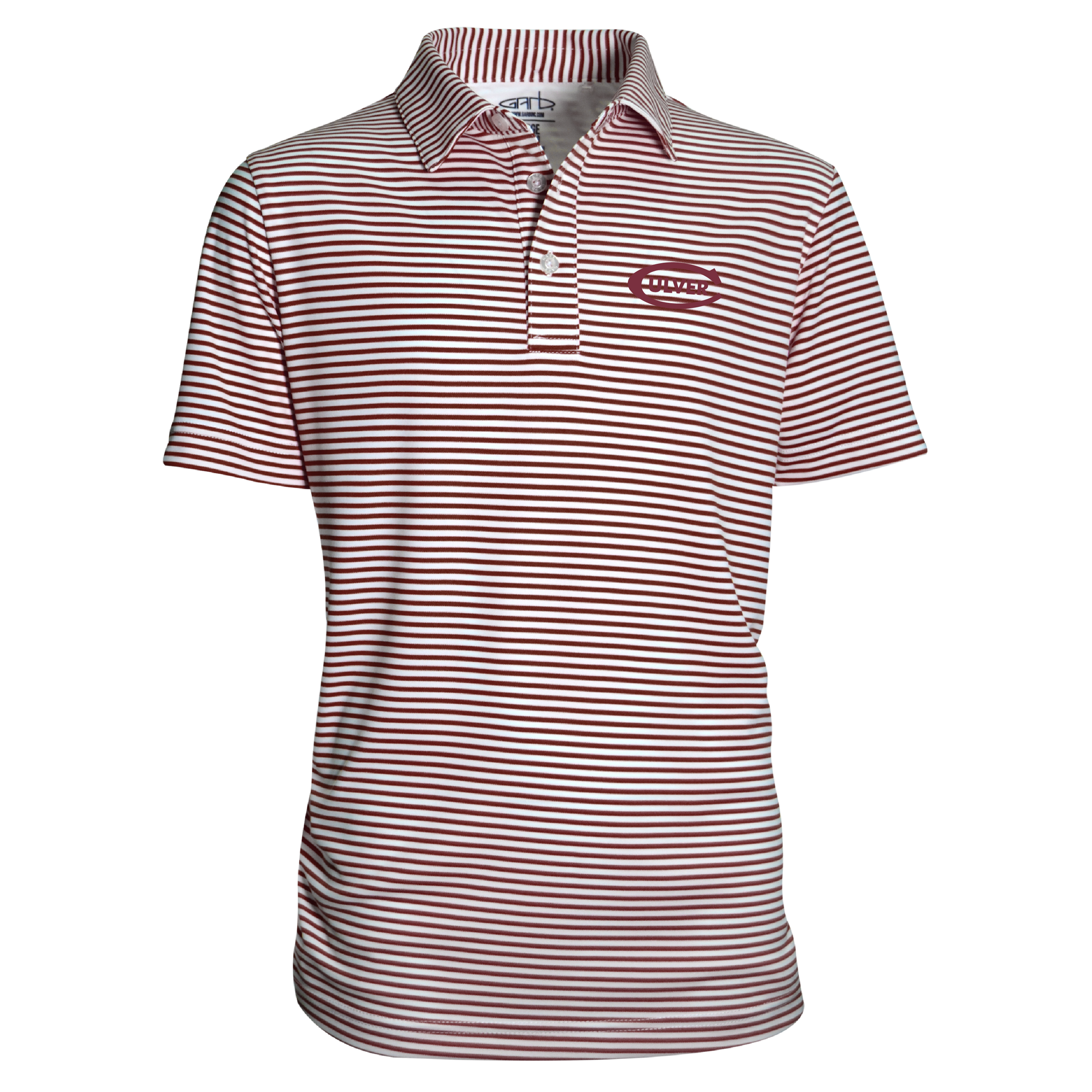 Culver Embroidered Carson Stripe Youth Polo - Maroon & White