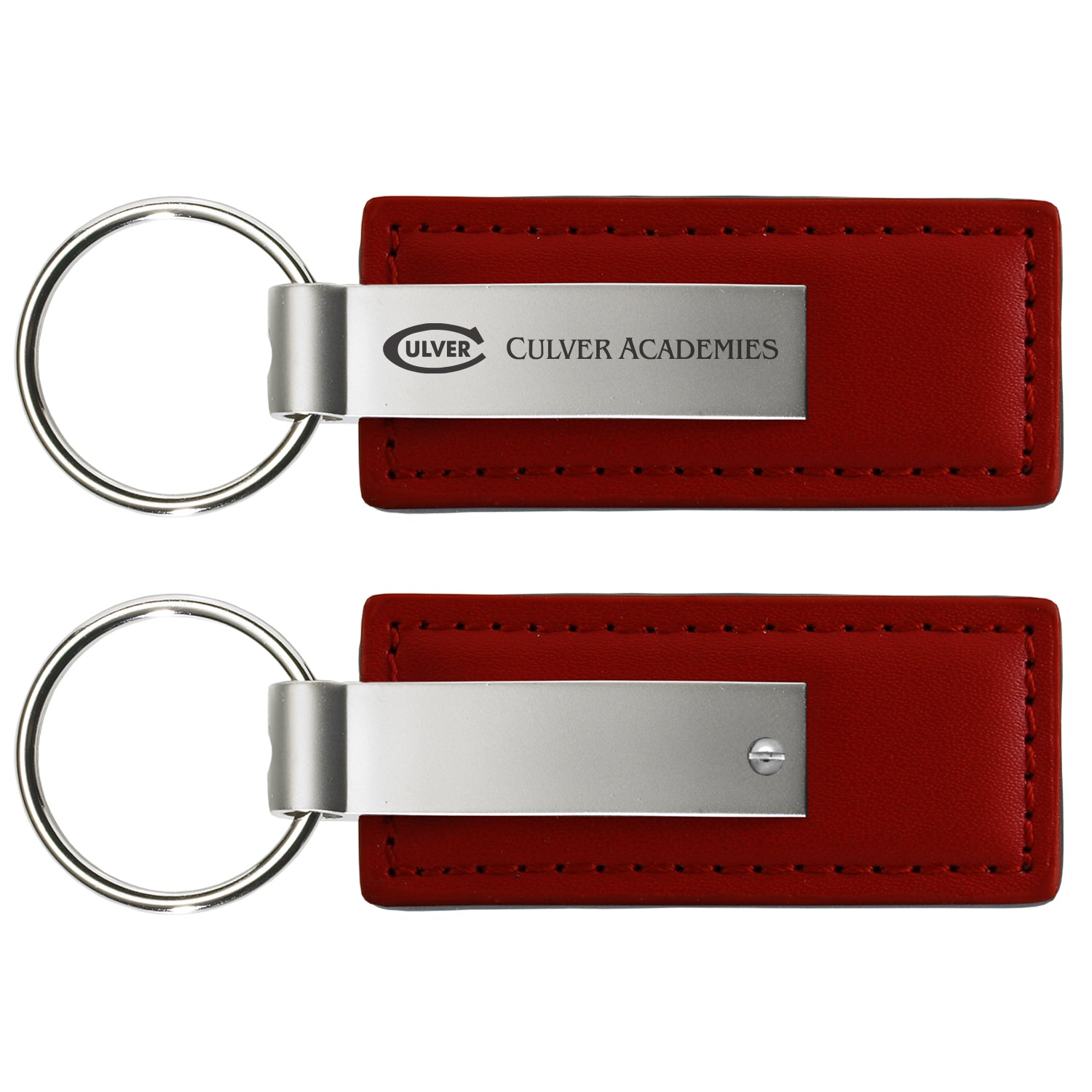 Leather and Metal Key Chain - Burgundy