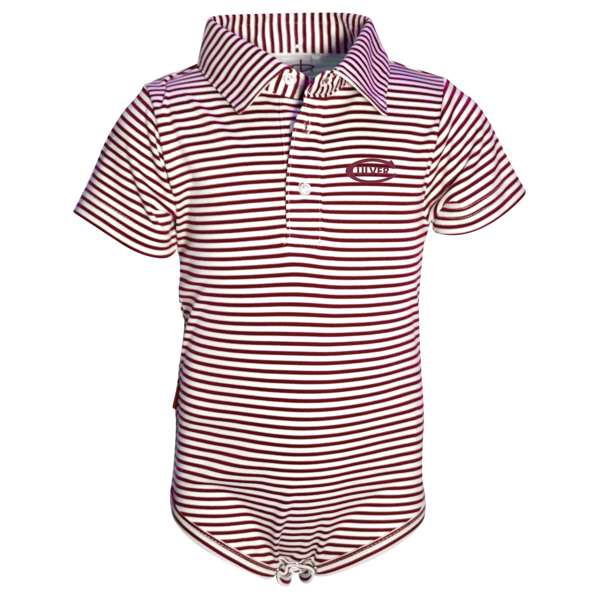 Culver Embroidered Carson Stripe Onesie - Maroon & White