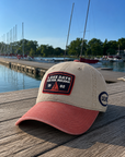 Lake Days Terra Twill Adjustable Hat - Khaki & Red