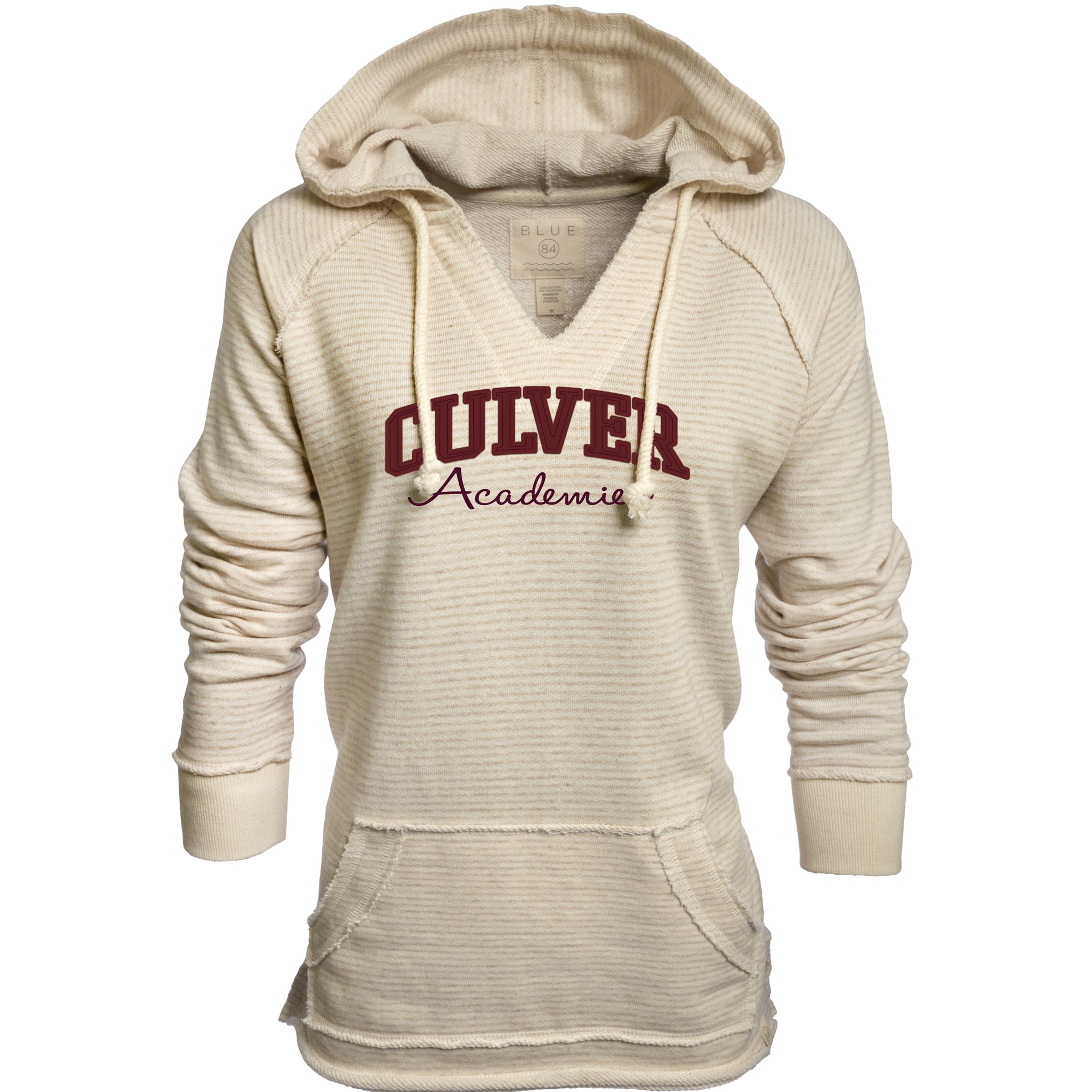 Women's Stripe French Terry V-neck Hoodie - Cinder/Oatmeal