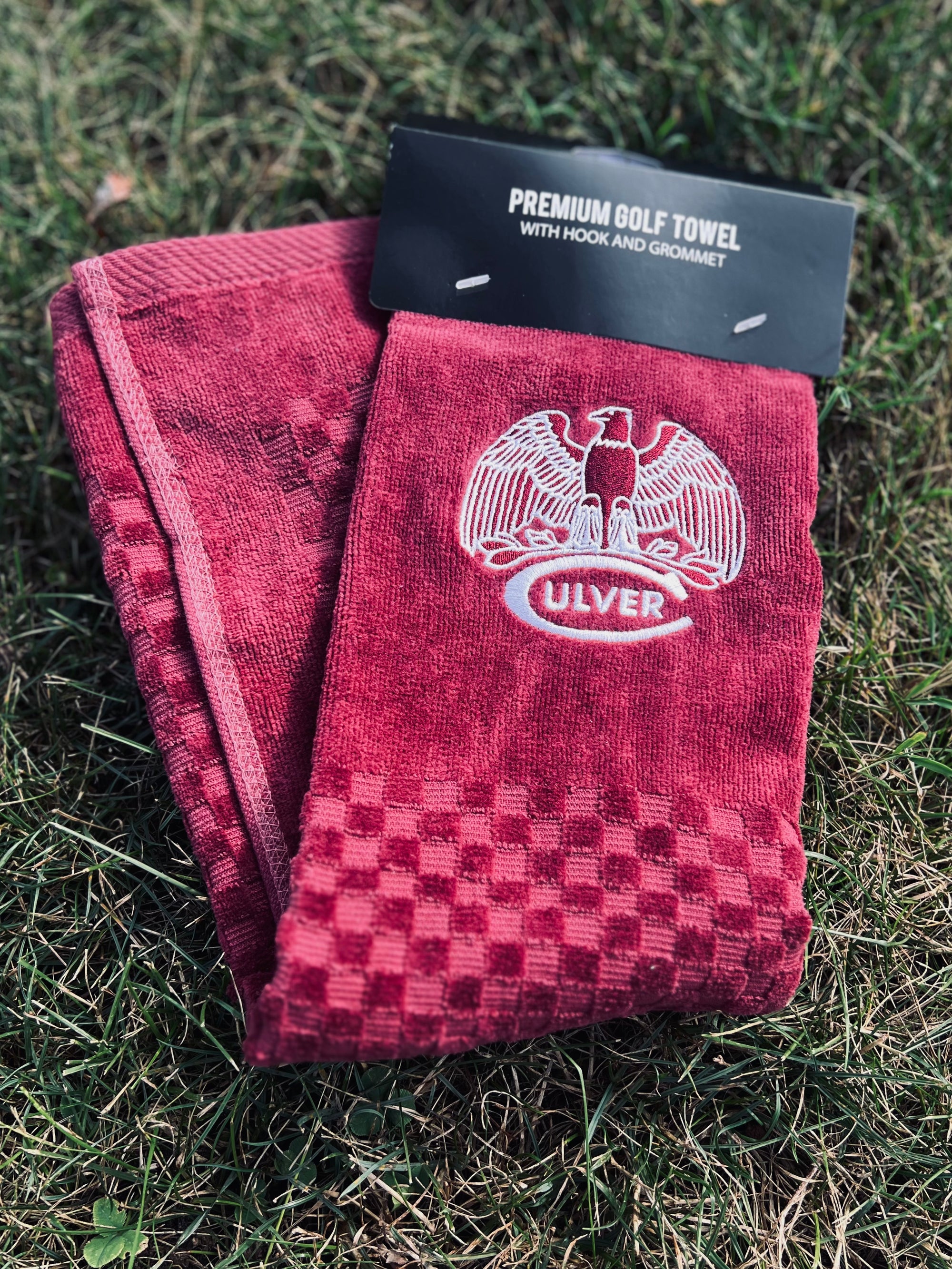 Culver Eagle Tri-Fold Cotton Golf Towel - Maroon 12" x 16"