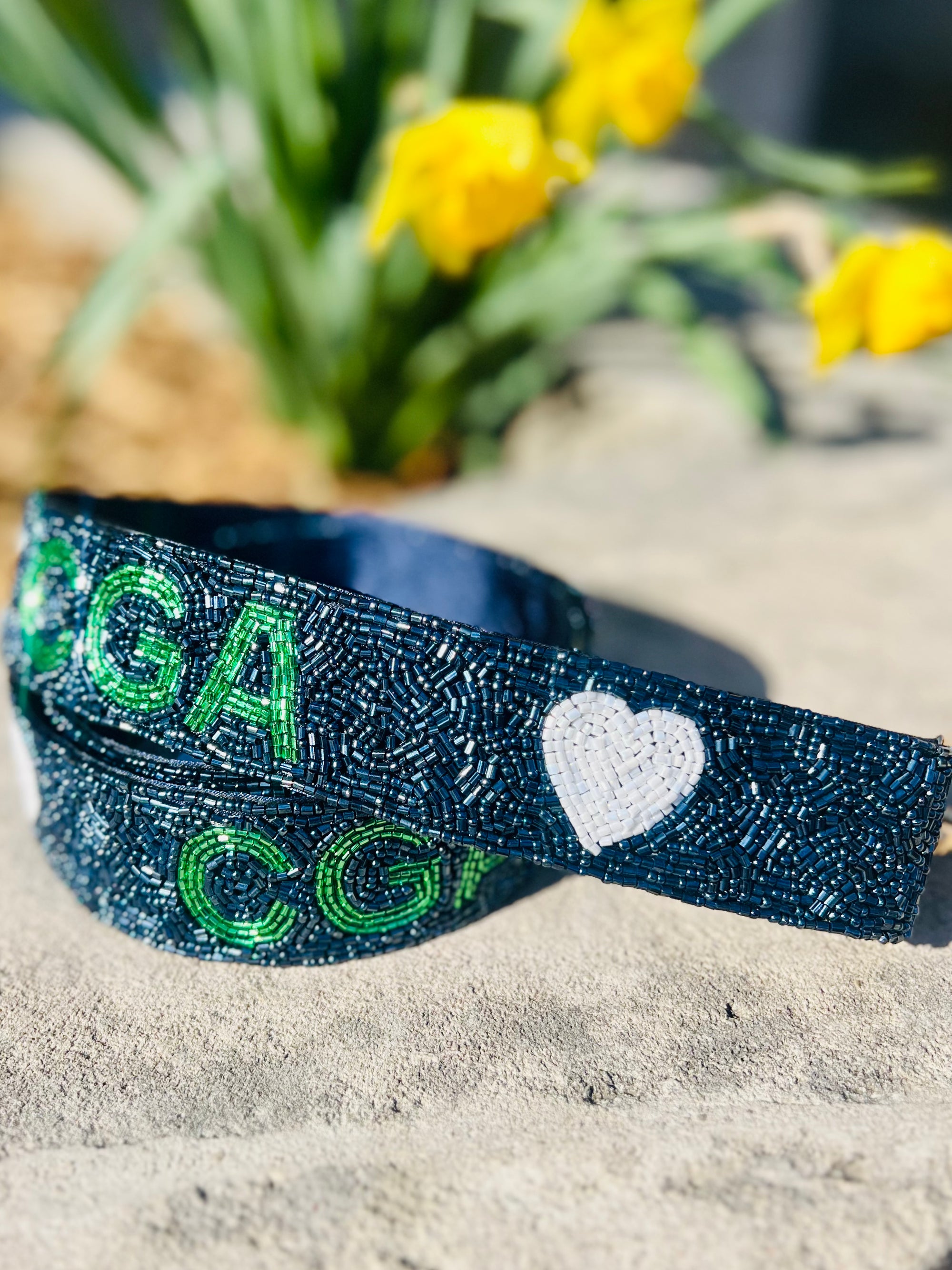 Fan Glam CGA Beaded Strap – Navy & Green