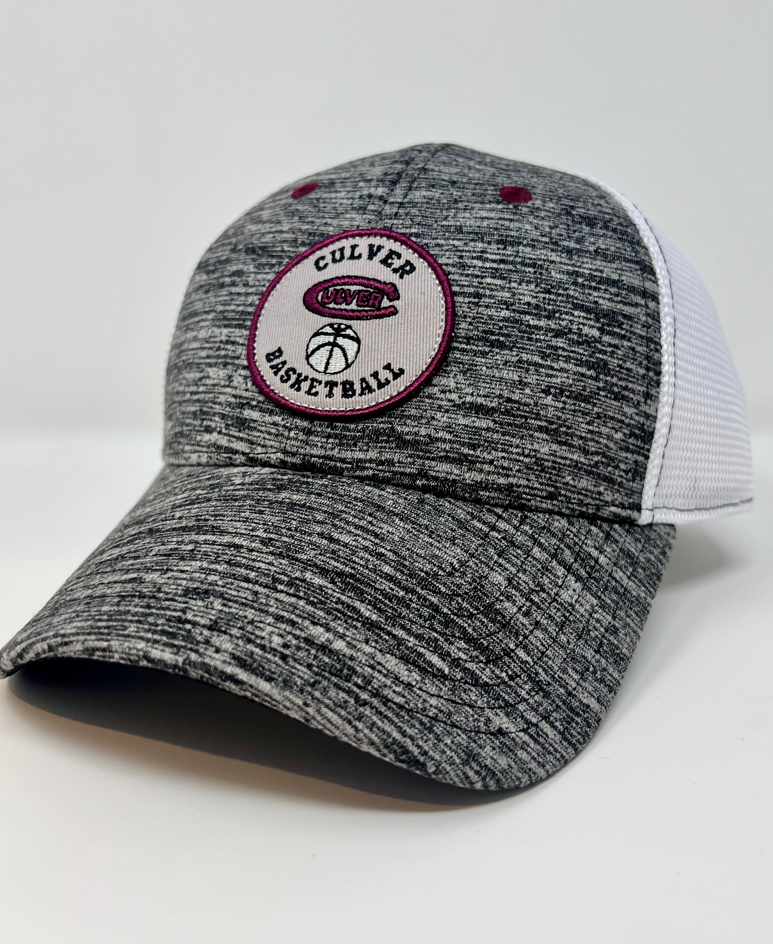 Basketball Athletic Diamond Mesh Snapback Hat - Grey &amp; White