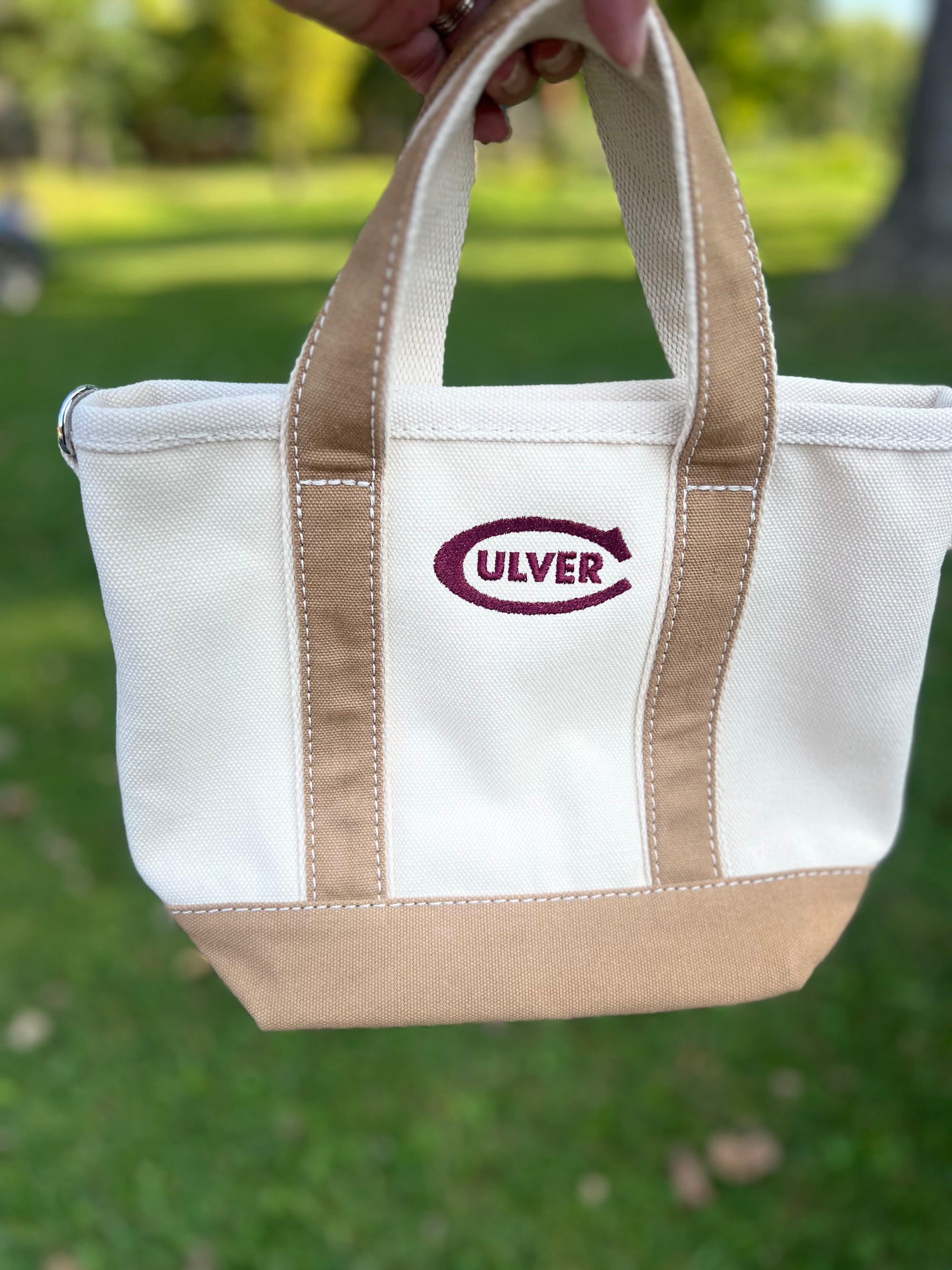 Natural Canvas Small Open Top Tote - Carmel