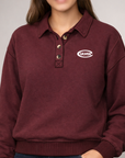 Cloud Fleece Henley Pullover - Maroon