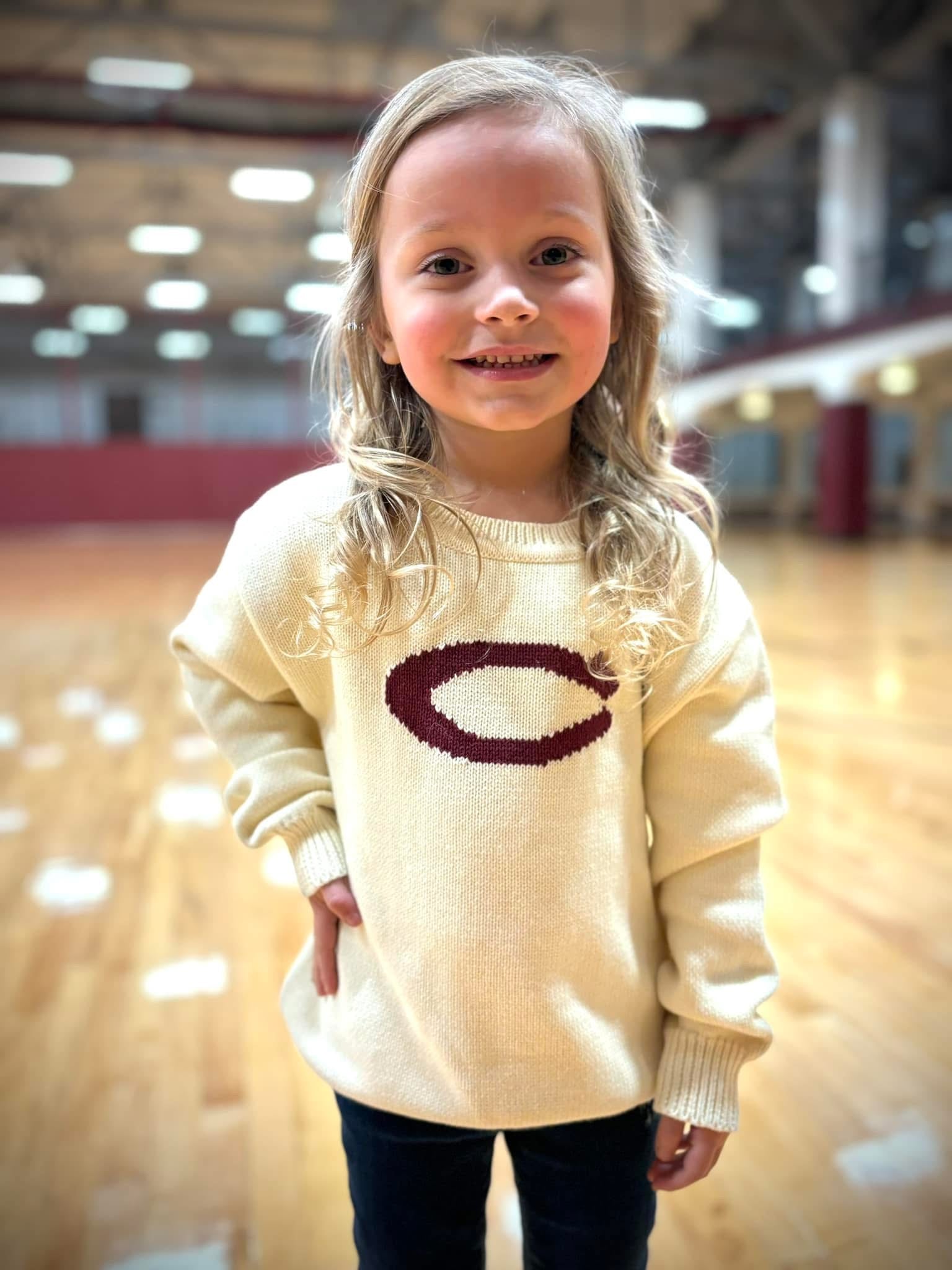 Culver-C Varsity Letter Knit Sweater Toddler - Cream