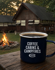 Coffee, Cabins & Campfire Mug - Blue