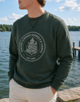 Weathered Fleece Crew - Heather Dark Green