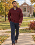 Peter Millar Ridgeline Knit 1/4 Zip - Bordeaux