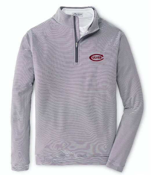 Peter Millar Men's Perth Mini-Stripe Stretch Terry 1/4 - Grey/White