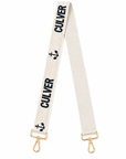 Fan Glam Beaded Strap – White & Navy Anchor