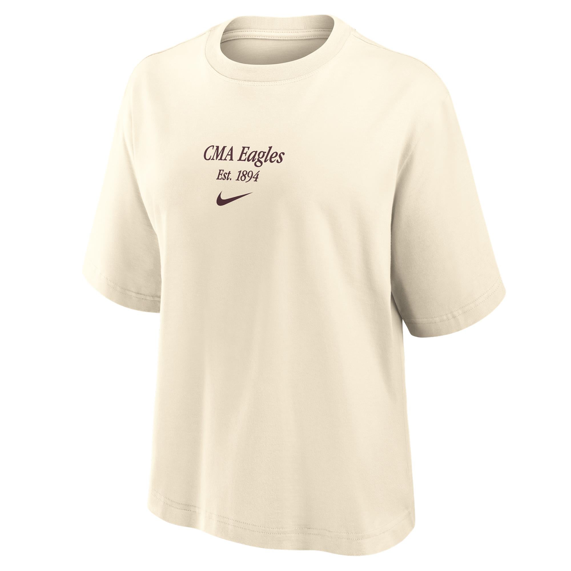 Womens Nike Short Sleeve Boxy Tee-Natural