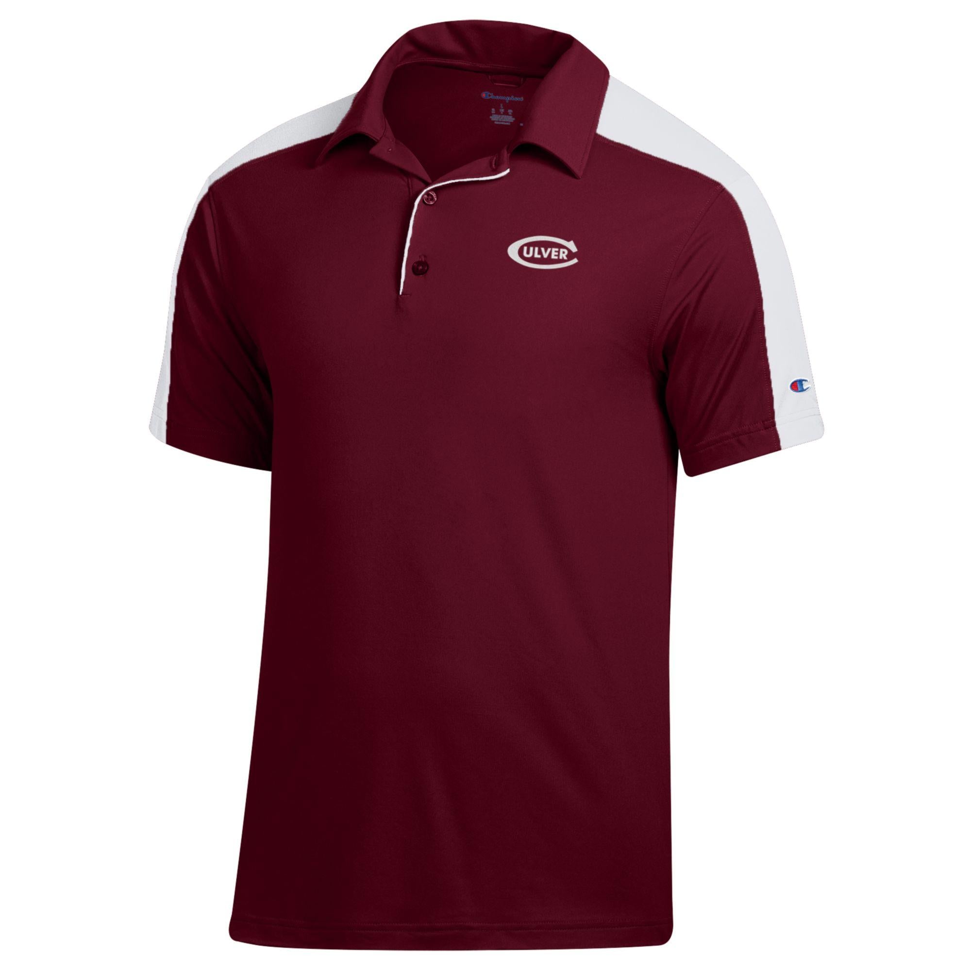 Champion Color-blocked Polo-Maroon/White
