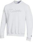 Champion Powerblend Embroidered Culver Crew - White