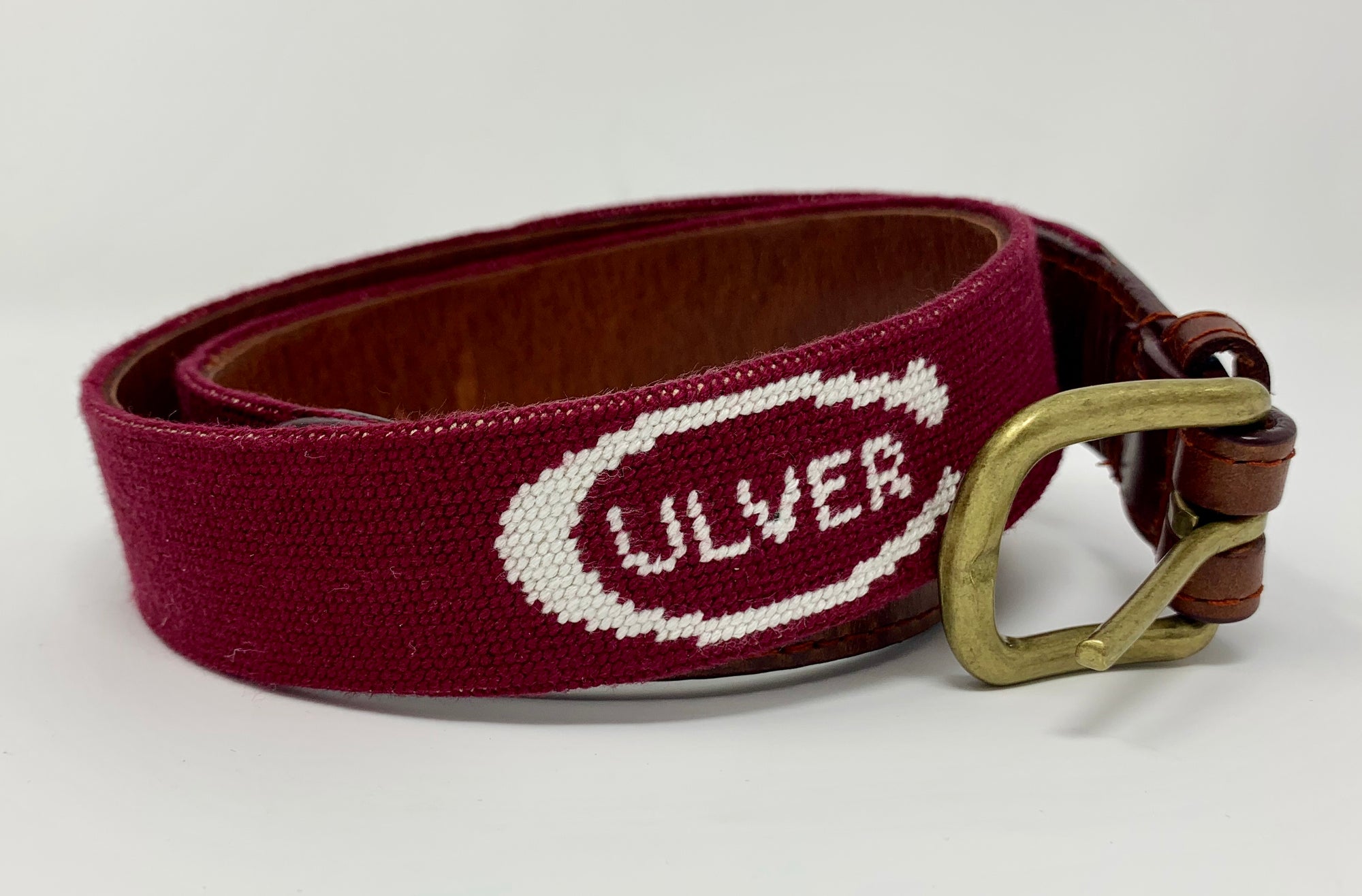 Smathers & Branson Culver "C" Needlepoint Belt - Maroon