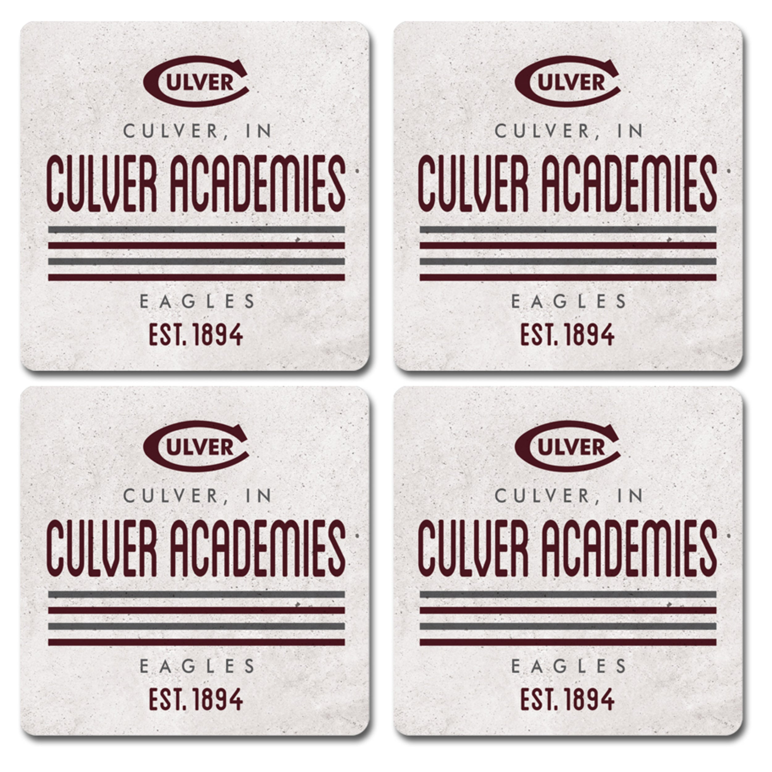 Culver Academies Eagles 1894 Thirsty Coaster 4 Pack - White