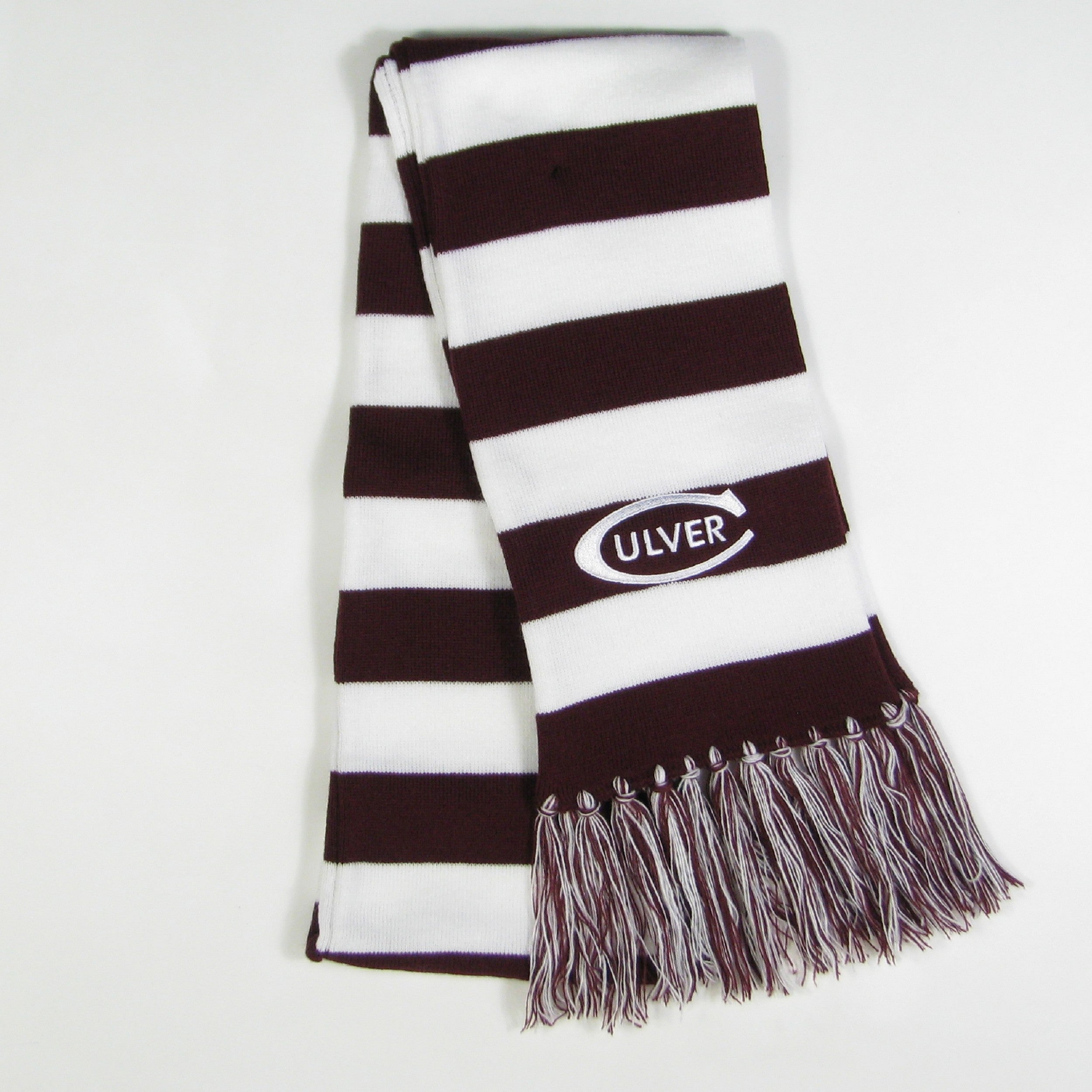 Rugby Stripe Wide Scarf Maroon/White