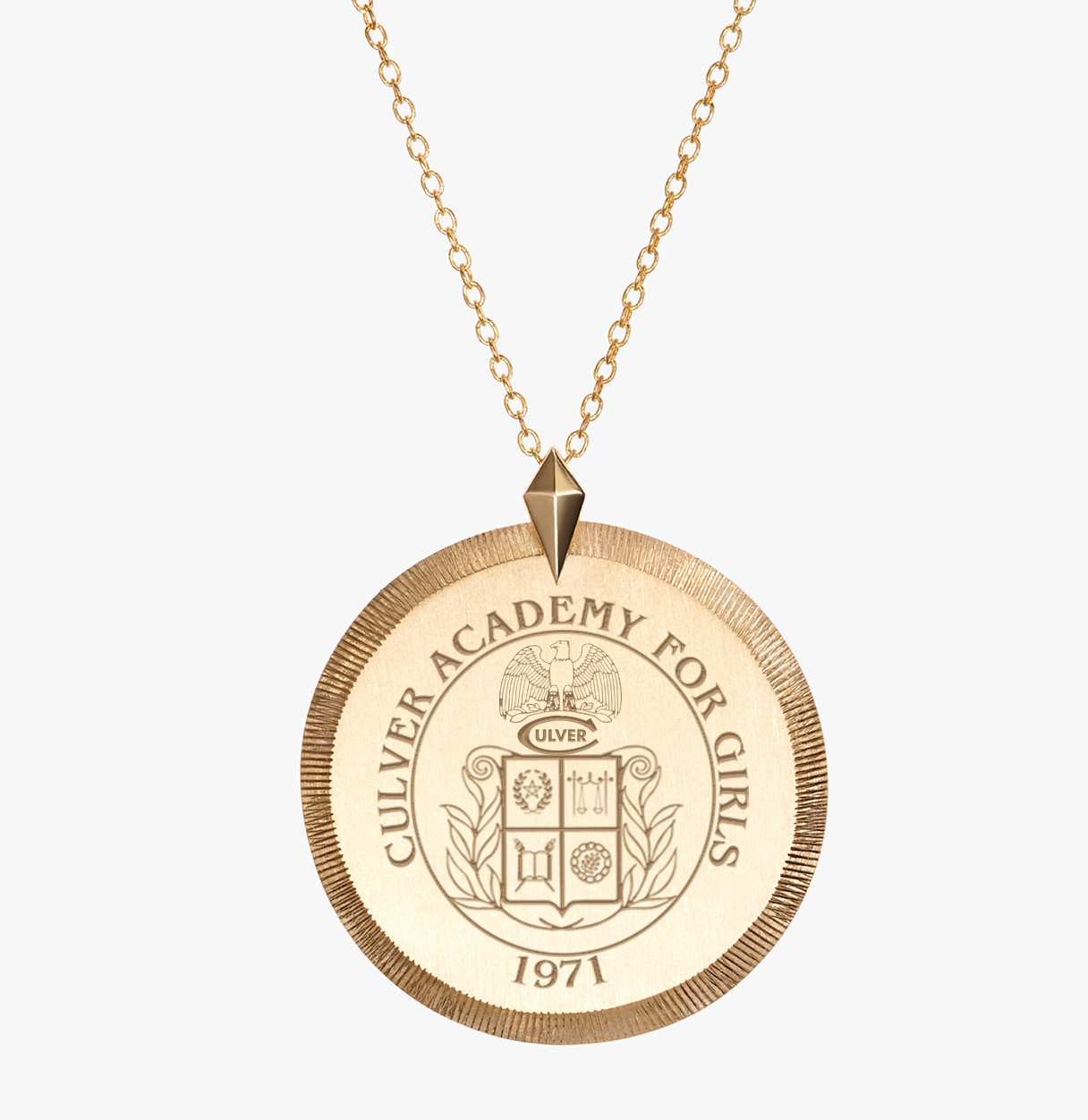 Culver Academy for Girls Crest Florentine Necklace - Cavan Gold