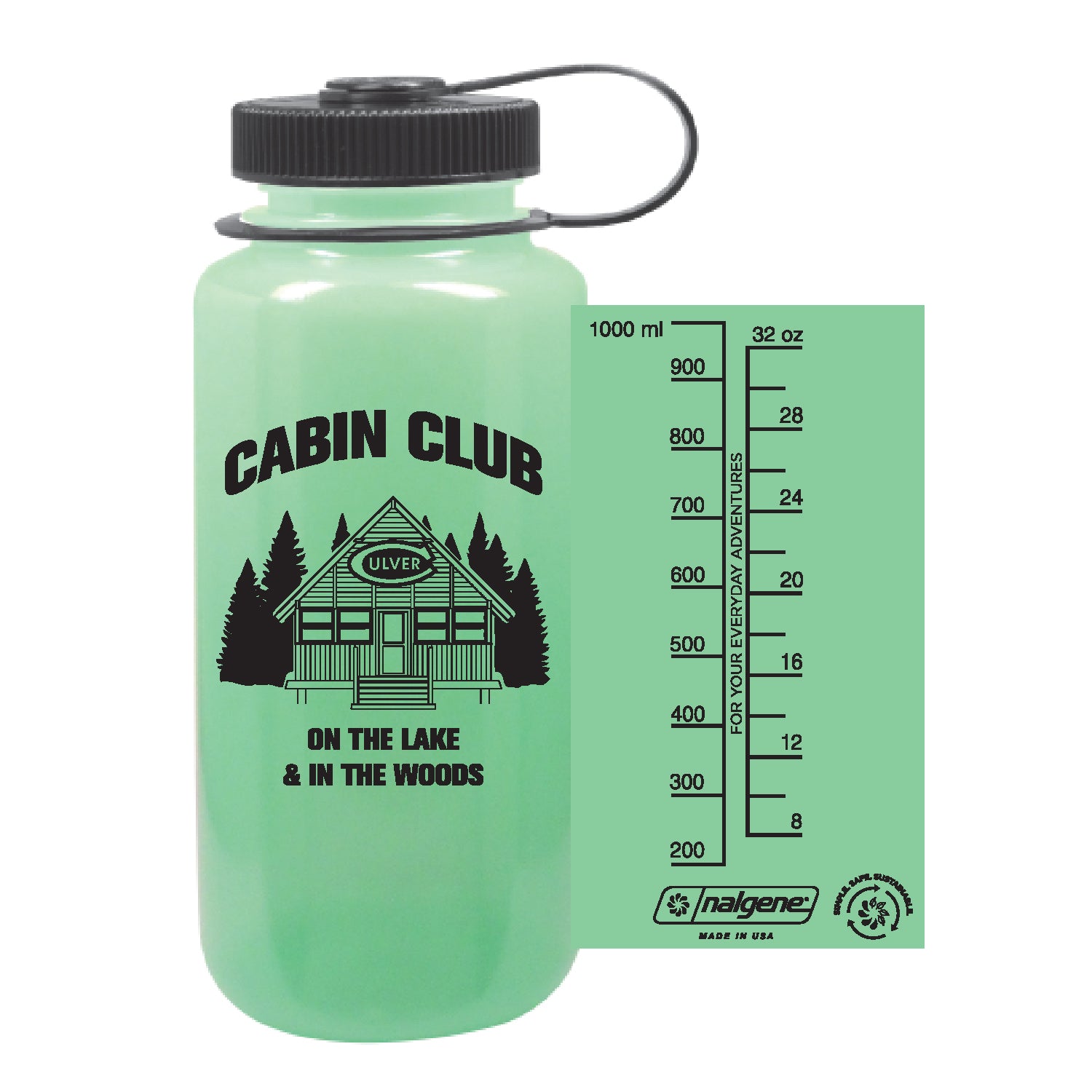 Cabin Club Nalgene Sustain Wide Mouth  Bottle - 32 oz - Glow Green