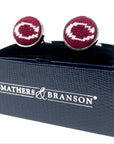 Smathers & Branson Maroon Culver "C" Cufflinks Silver