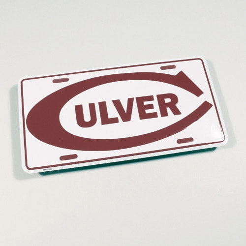 Culver &quot;C&quot; License Plate - White with Maroon Culver C