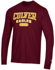 Champion Men's Long Sleeve Applique' Tee - Maroon and Gold