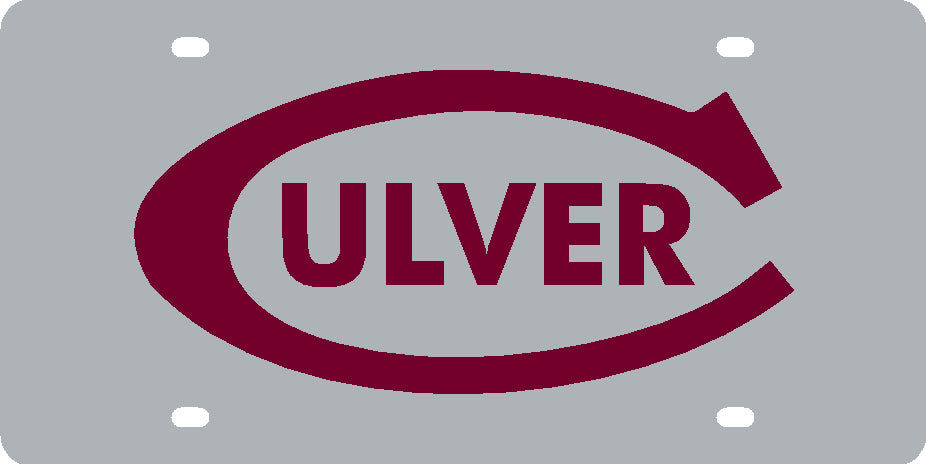 Culver &quot;C&quot; License Plate - Silver &amp; Maroon Mirror
