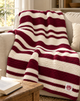 Cable Knit Throw Blanket - Maroon Stripe