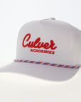 Caddy Rope Script Snapback Cap - White