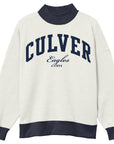 Diana Mock Neck Sweatshirt- Oatmeal/Navy