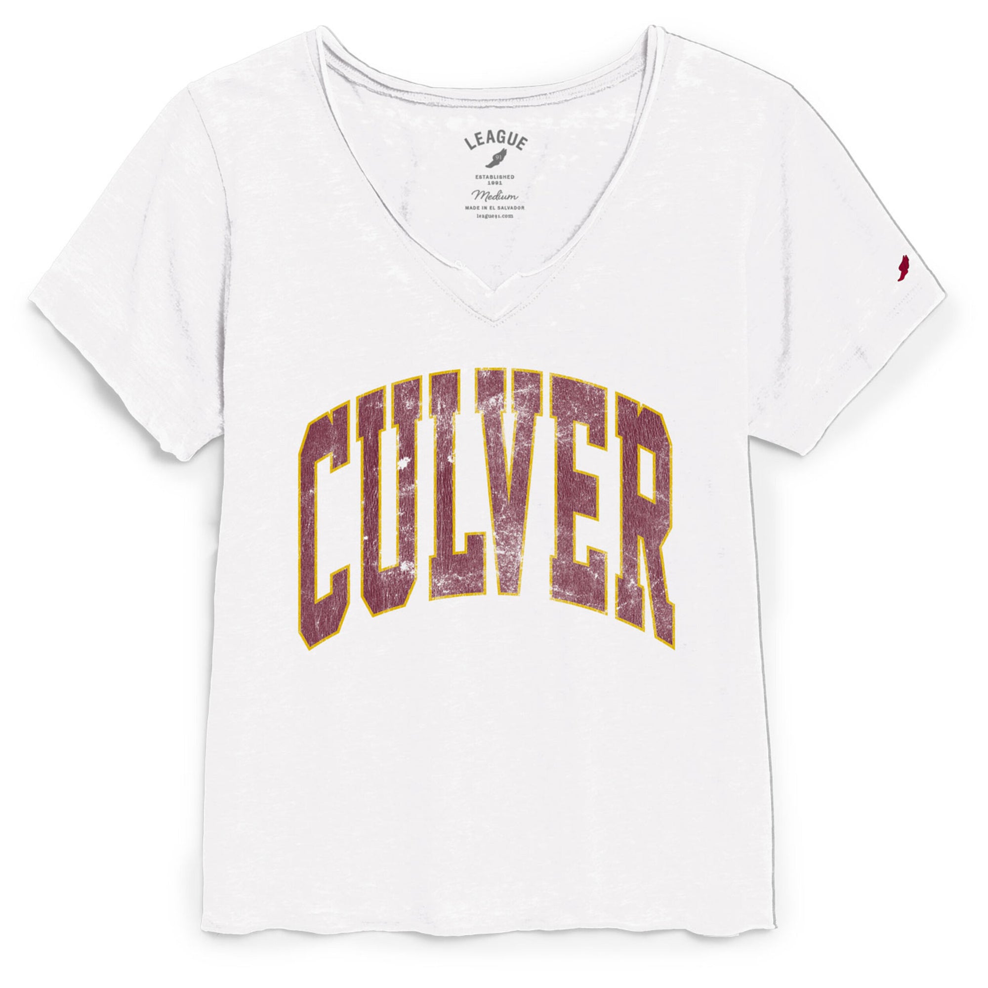 Women's Burnout V-Neck Tee- White