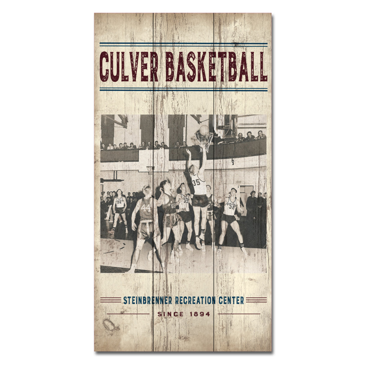 Vintage Basketball Plank Sign - 11" x 20"