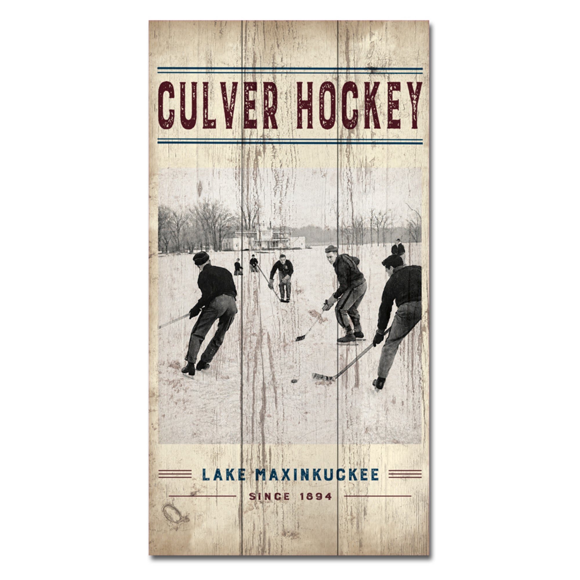 Vintage Hockey Plank Sign - 11" x 20"