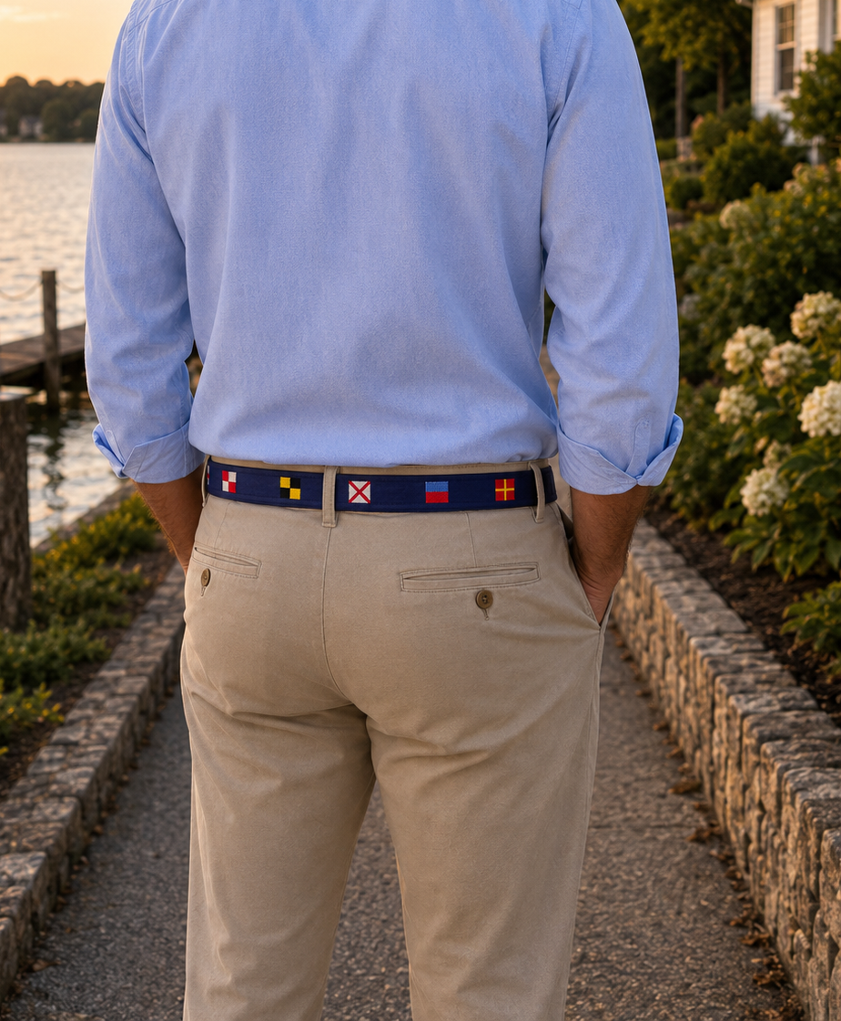 Smathers &amp; Branson Code Flag Needlepoint Belt