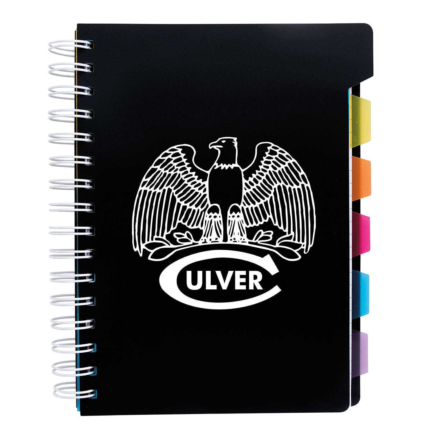 Spiral Notebook with Tabs Black - Culver Eagles
