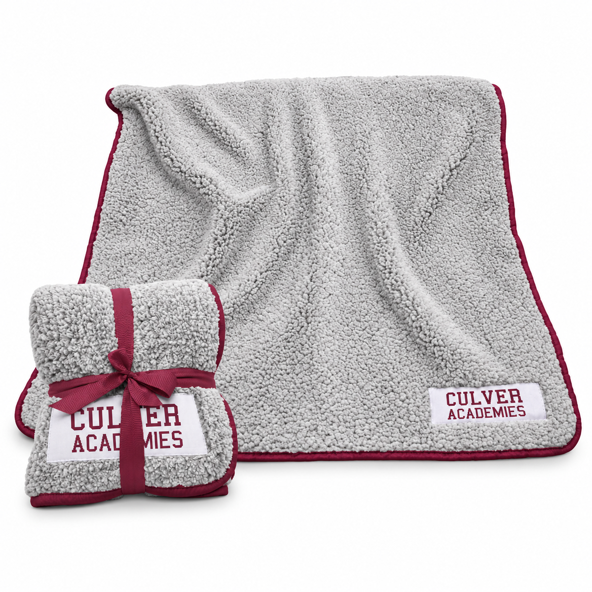 Culver Frosty Fleece Blanket - Grey &amp; Maroon